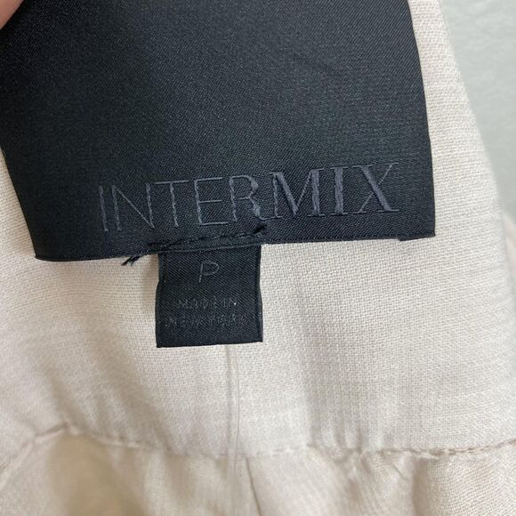 Intermix Pants Womens Petite Beige Khaki Sheer Wide Leg High Waist Viscose Wool - Picture 10 of 13